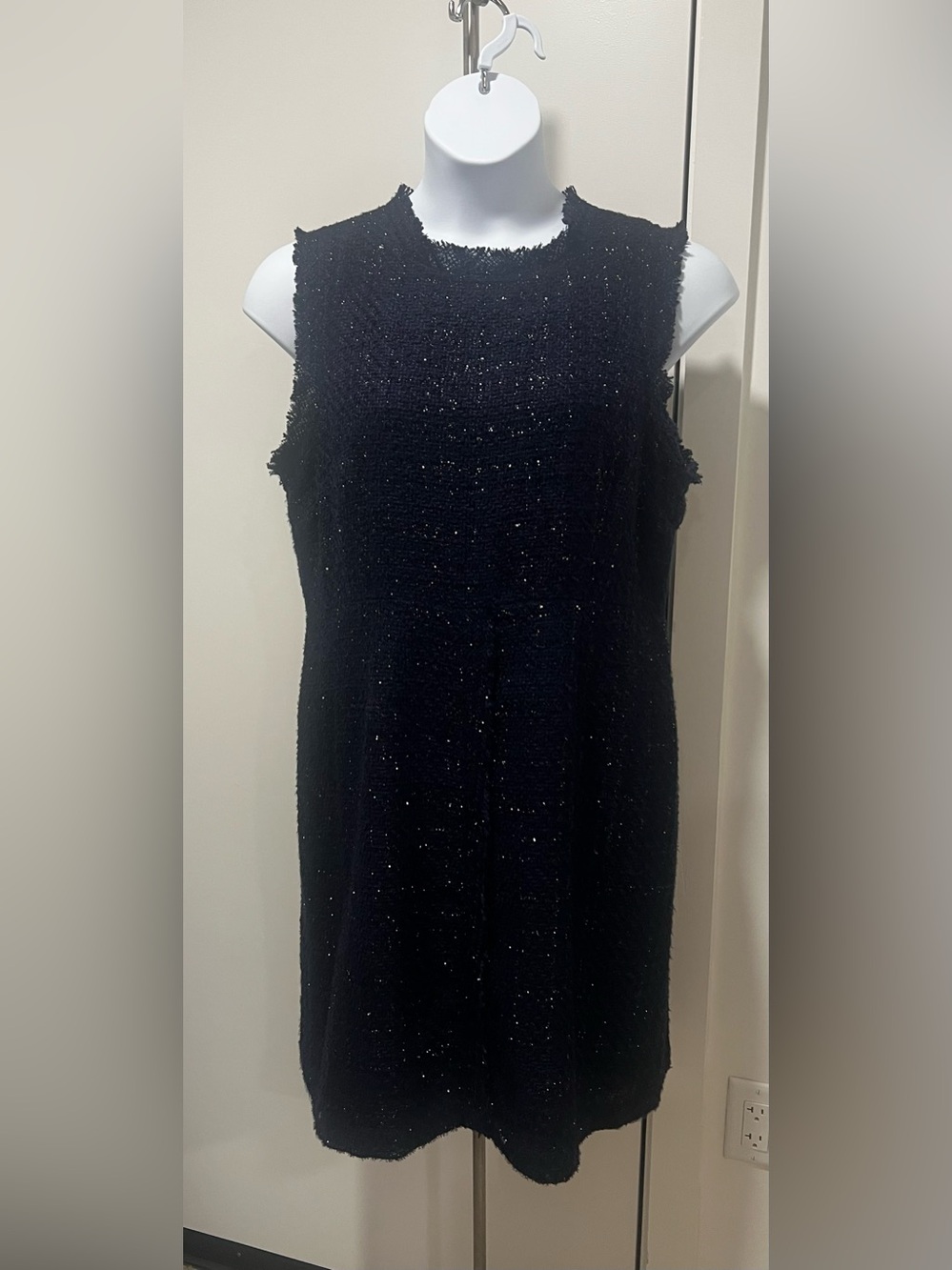 Donna Karan Tweed Sleeveless Midi Dress with Sparkle